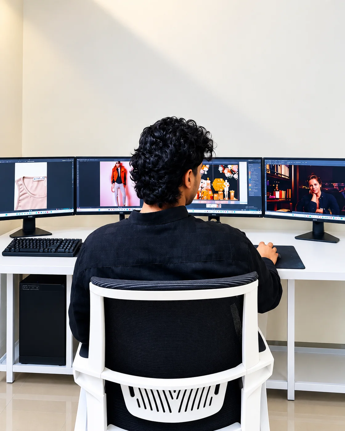 Studio Click House QA workstation performing 100% zoom pixel check and pre-delivery inspection