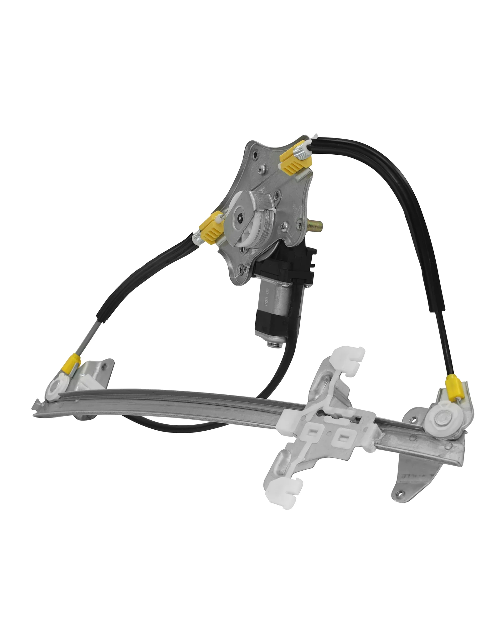 Automotive headlamp assembly with clear lens and internal reflector isolated on pure white