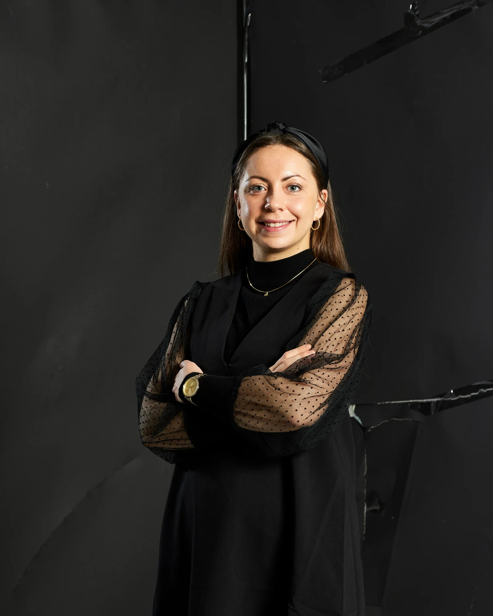 Fashion model portrait before background removal and alpha masking