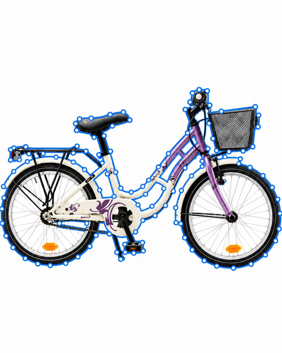 Bicycle outlined with precise Photoshop pen-tool path points