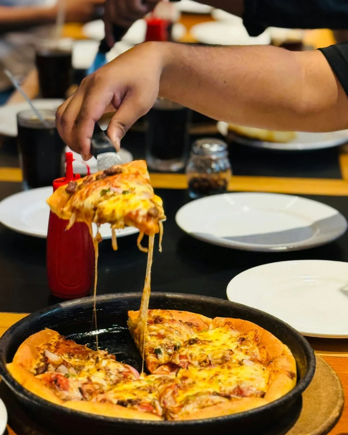 Artisanal freshly baked cheese pizza closeup at Studio Click House party