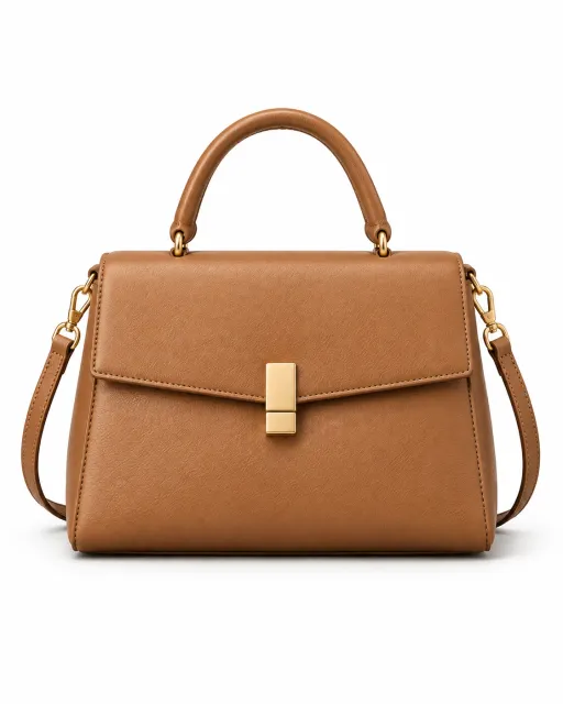 Tan leather handbag studio packshot