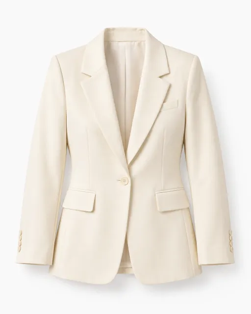 Tailored ivory blazer studio packshot