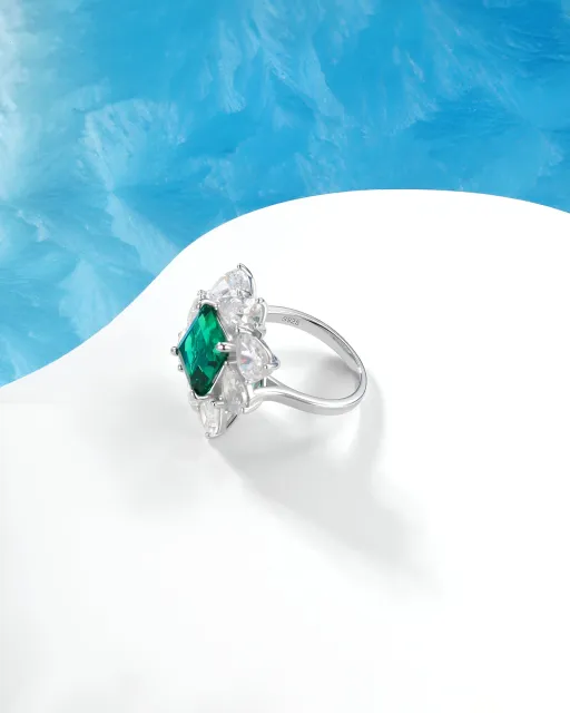Before and after jewelry retouching examples for diamond rings, a pendant, earrings, and bracelet