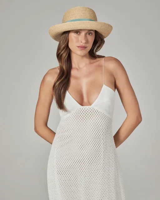 Helen Kaminski artisan woven straw hat summer editorial lookbook retouching