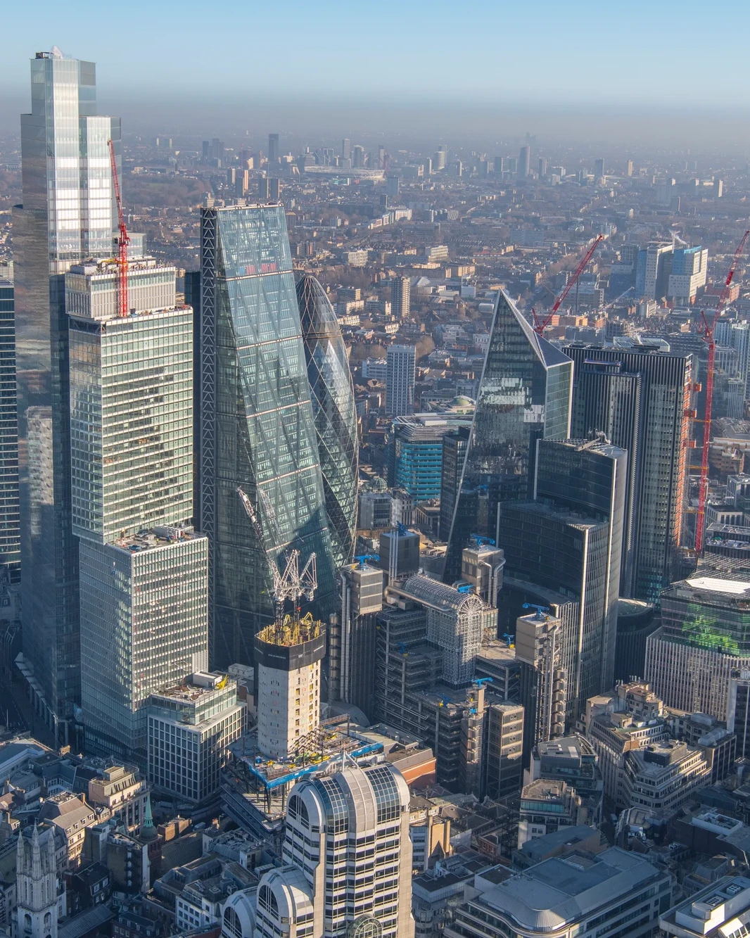 London cityscape aerial photography before architectural retouching and lighting enhancements