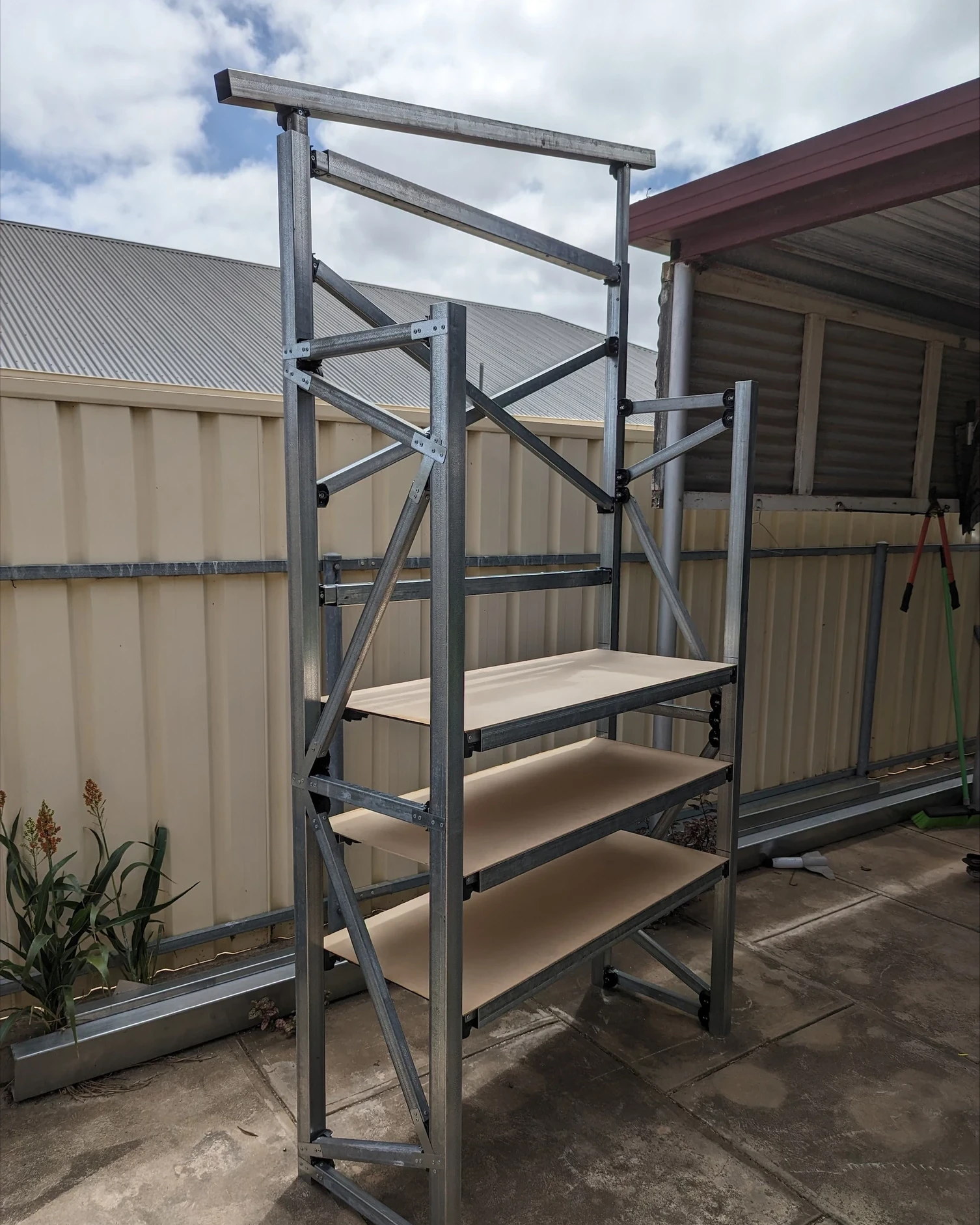 Storage rack photographed in its original outdoor setting